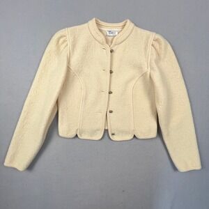 Boos Austrian Style Wool Jacket Womens 18 Scalloped Puff Shoulder Trachten Folk